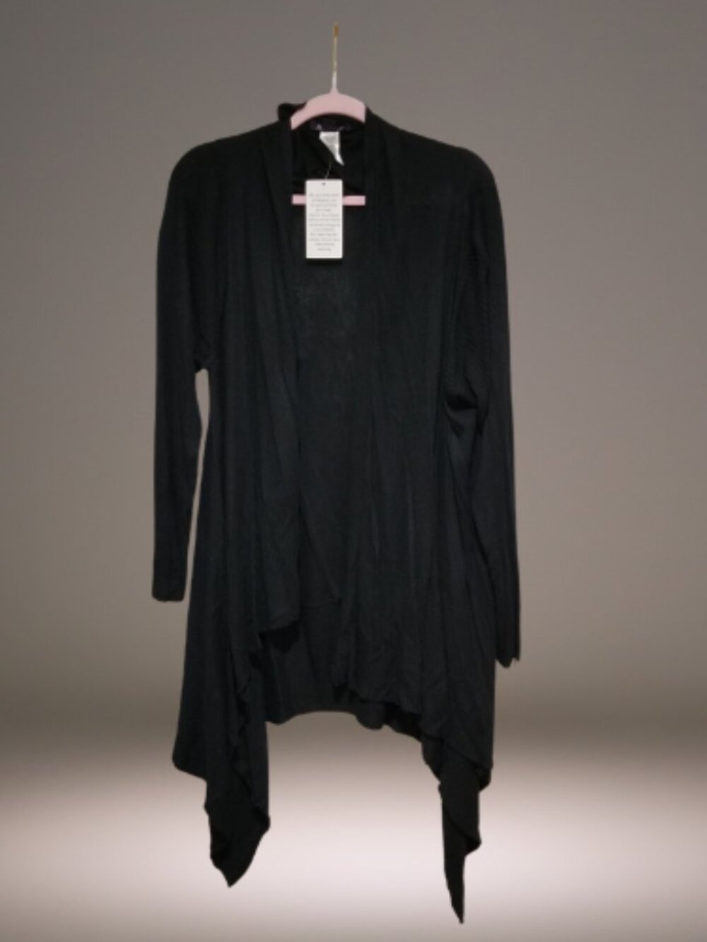 Roaman’s Women’s Plus Size L (18/20) Black Waterfall Open Front Cardigan